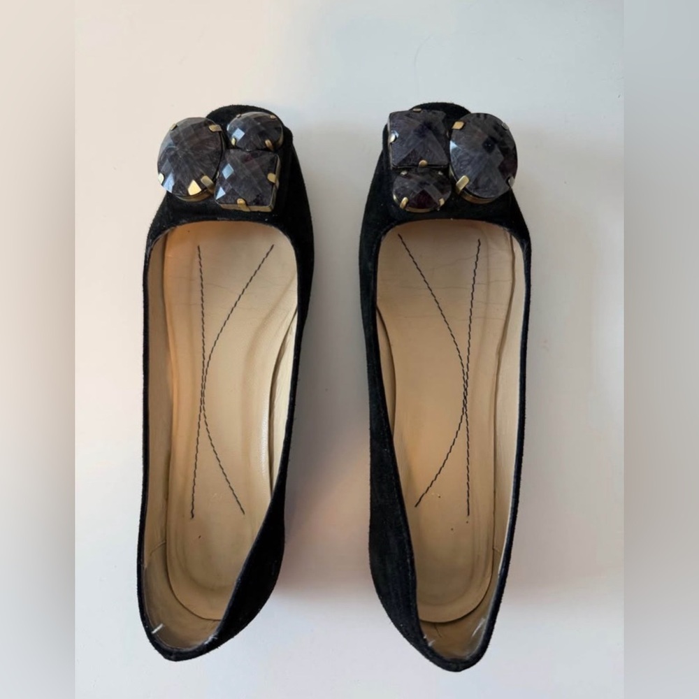 Kate Spade Black Flats with Embellished Accents